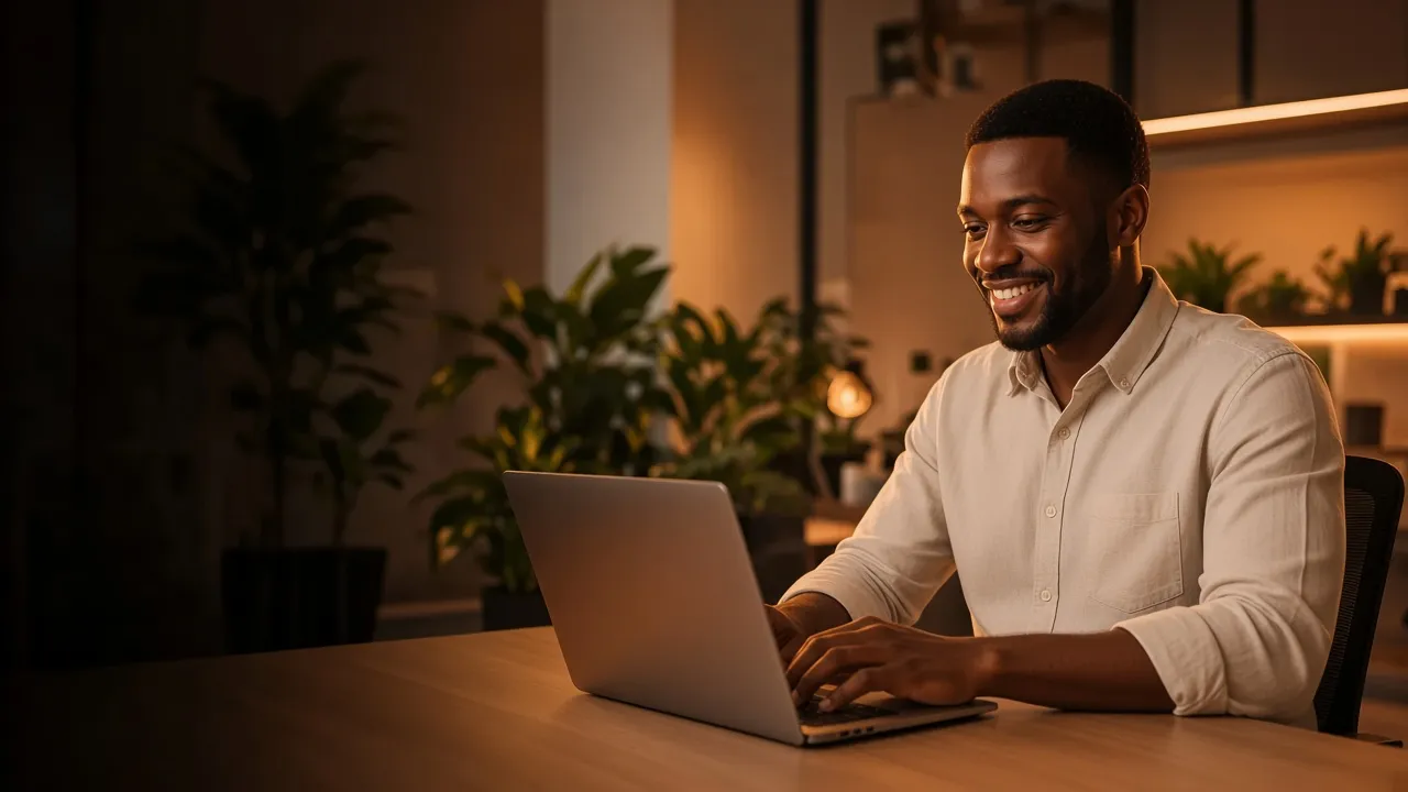 Profissional trabalhando no ambiente de coworking do Desk Coworking